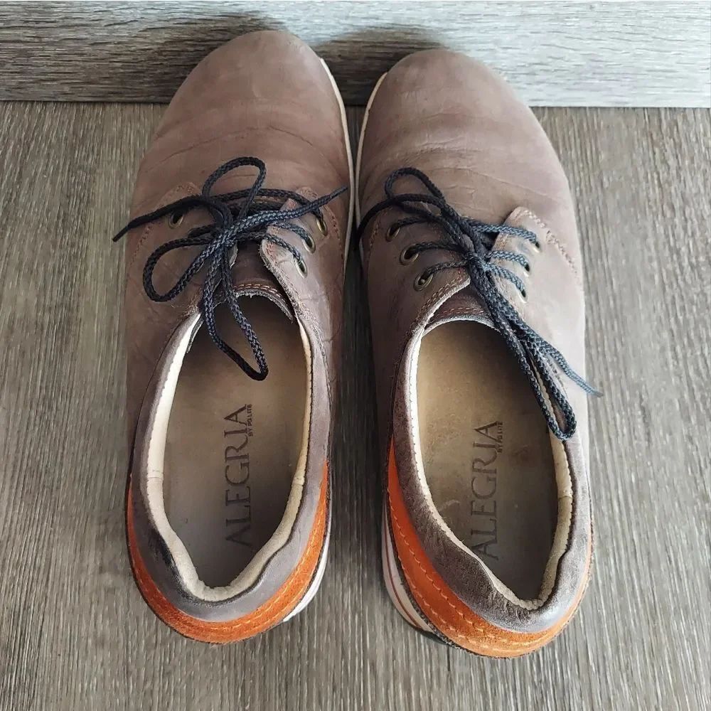 Alegria Alex Cafe/Orange Comfort Oxford Leather Shoes 42 - Picture 6 of 9